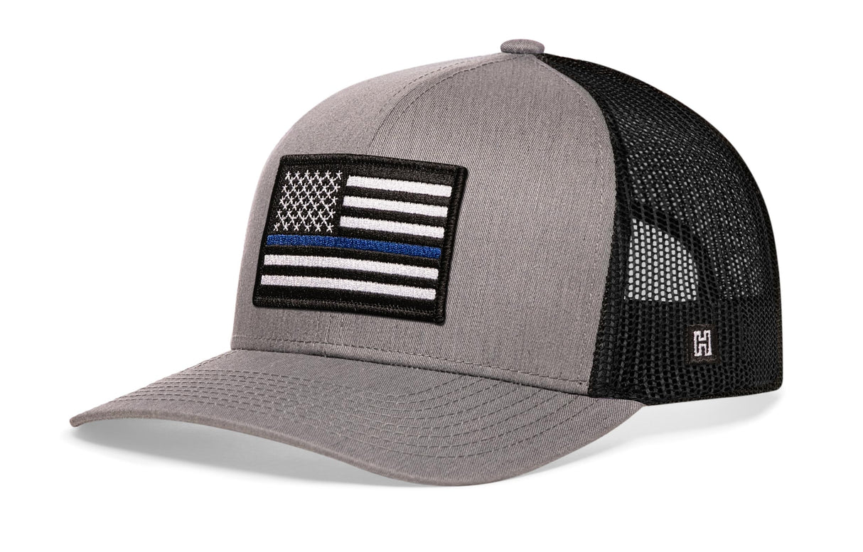 Thin Blue Line Trucker Hat | Gray-Black Police Snapback