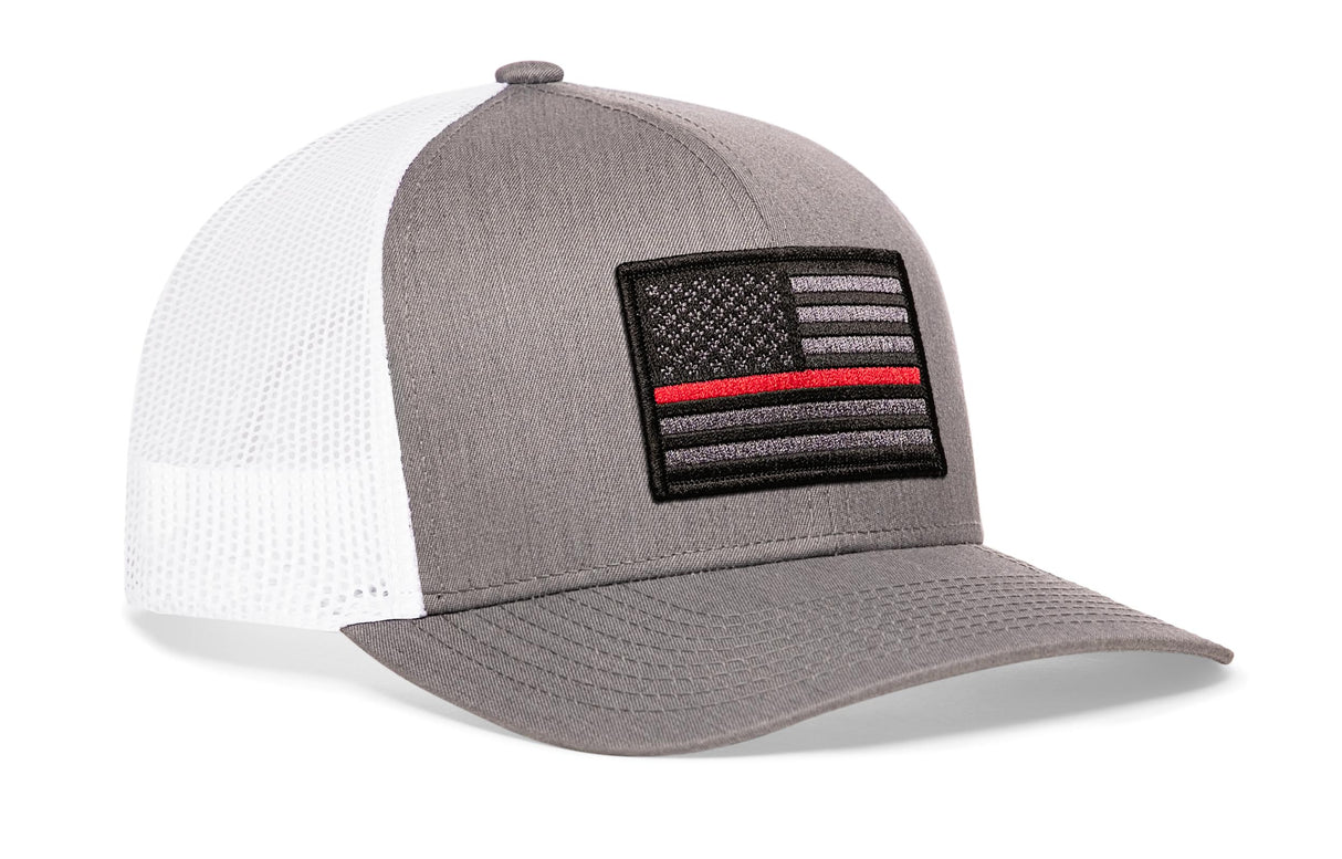 Thin Red Line Trucker Hat | Gray-White Fire Tactical Snapback