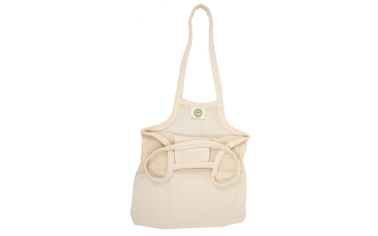 Bolso de mano de malla y tela