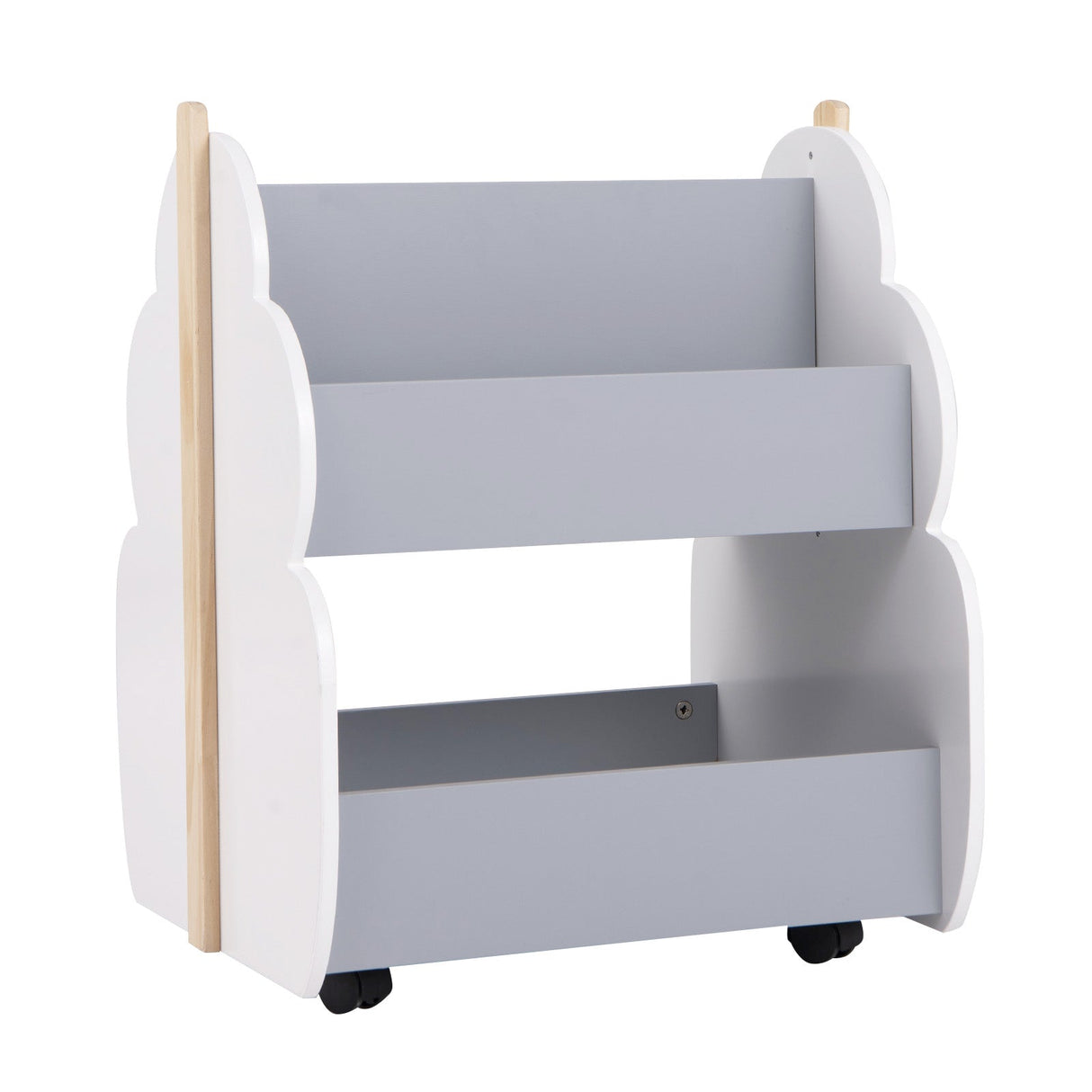 Estantería de madera para niños con ruedas universales