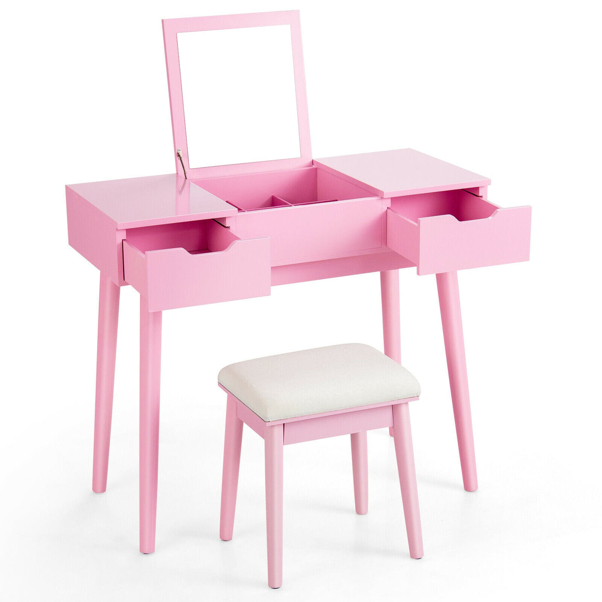Mesa de tocador con espejo elevable y 2 cajones
