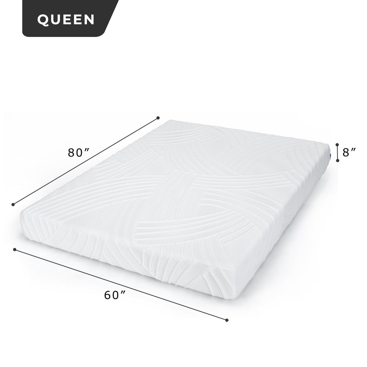 Colchón de espuma viscoelástica de 8 pulgadas con funda de tejido jacquard de poliéster