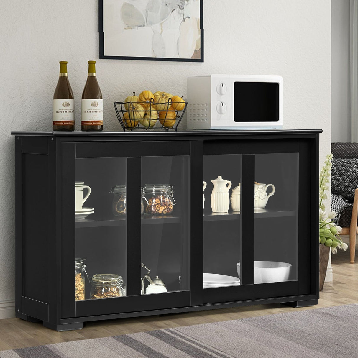 Aparador, bufé, alacena, mueble de almacenamiento con puerta corredera