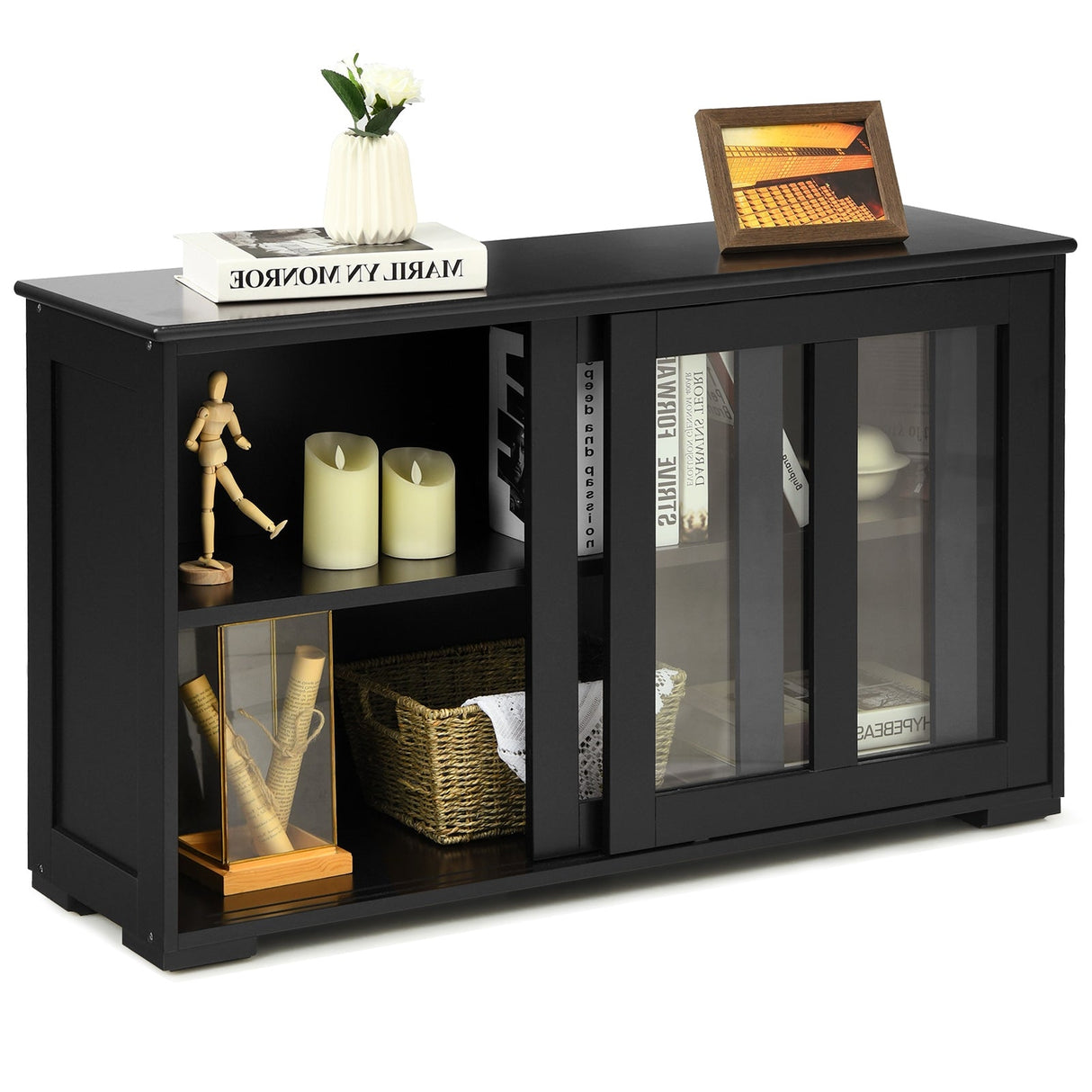 Aparador, bufé, alacena, mueble de almacenamiento con puerta corredera