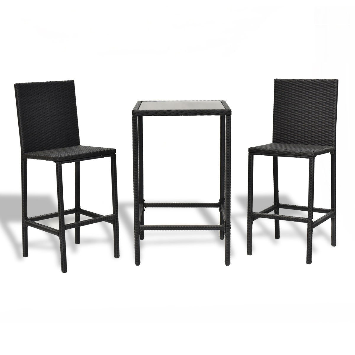 Juego de 3 piezas de mesa de comedor y taburetes de bar de ratán para exteriores