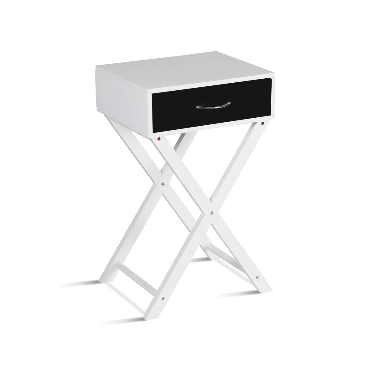Mesa Auxiliar de Extremo con Diseño en X Moderna-Negro
