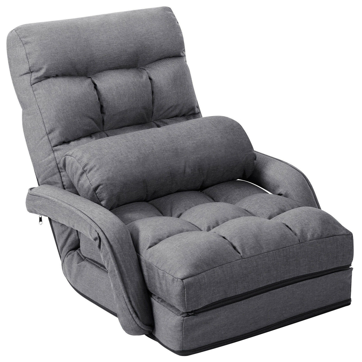 Folding Lazy Floor Chair Sofa with Armrests and Pillow