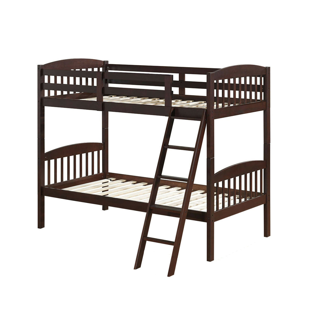 Literas dobles de madera maciza con escalera desmontable para niños