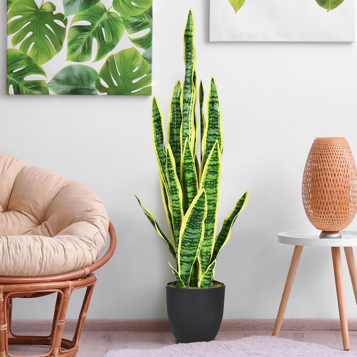 Planta artificial de serpiente sintética para decoración de interiores y exteriores de 35,5 pulgadas
