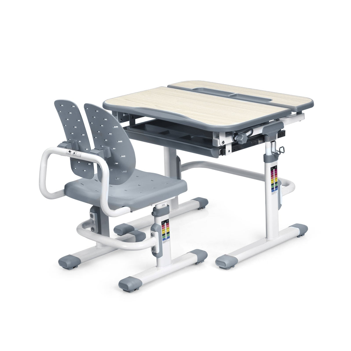 Juego de escritorio y silla de estudio para niños con altura ajustable