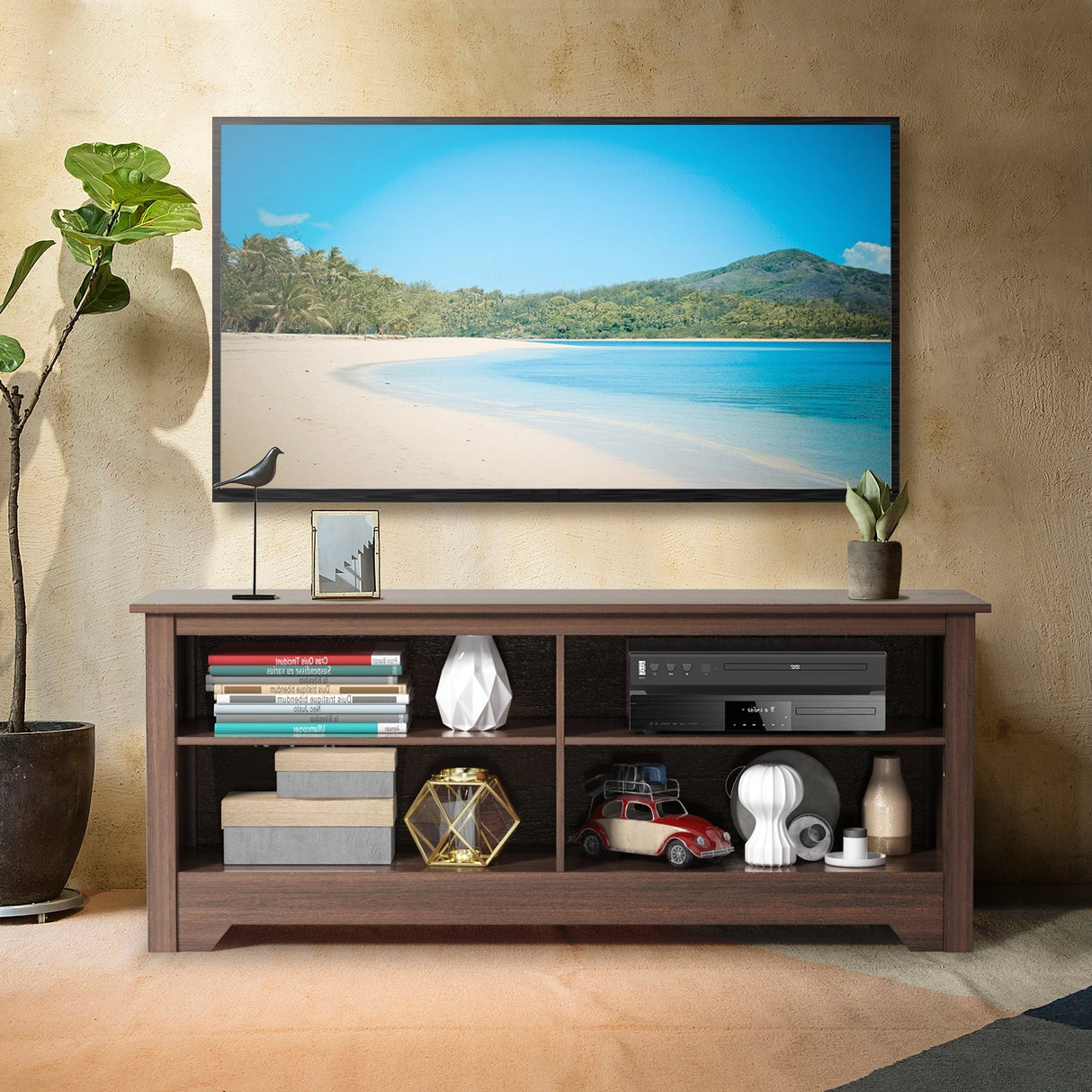 Mueble de TV de madera de 58 pulgadas para entretenimiento y medios