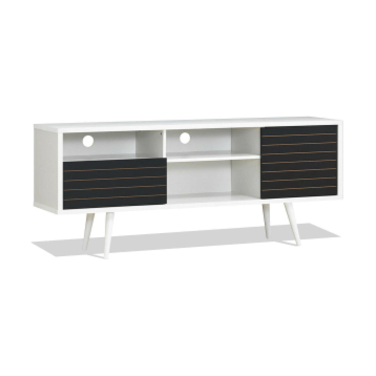 Mueble de TV moderno de mediados de siglo para televisores de hasta 65 pulgadas con estantes de almacenamiento