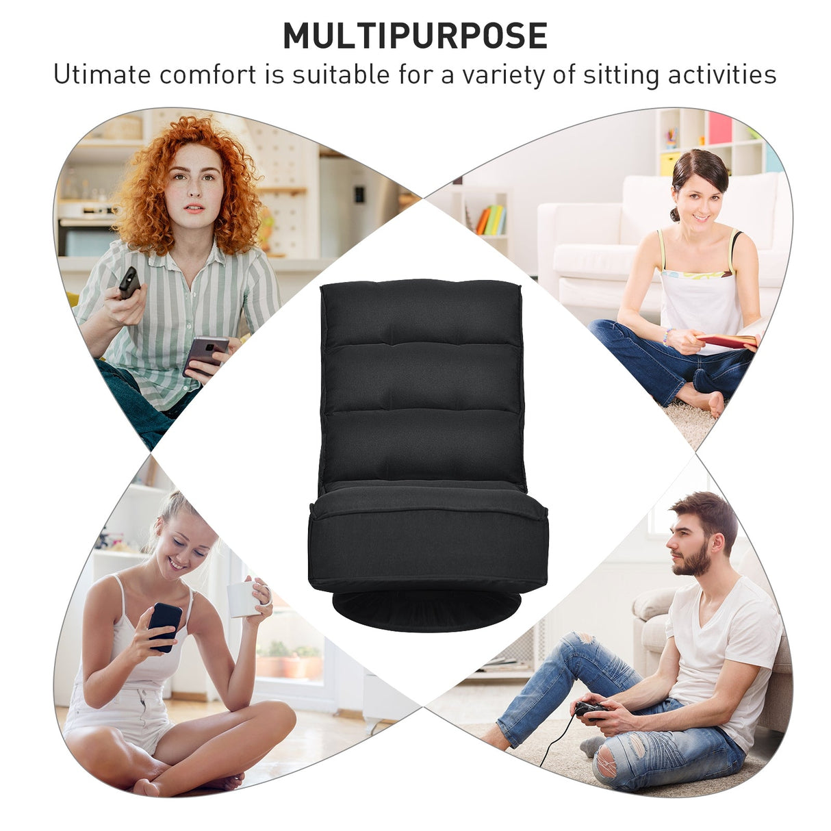 Silla de juego plegable de suelo de 5 posiciones