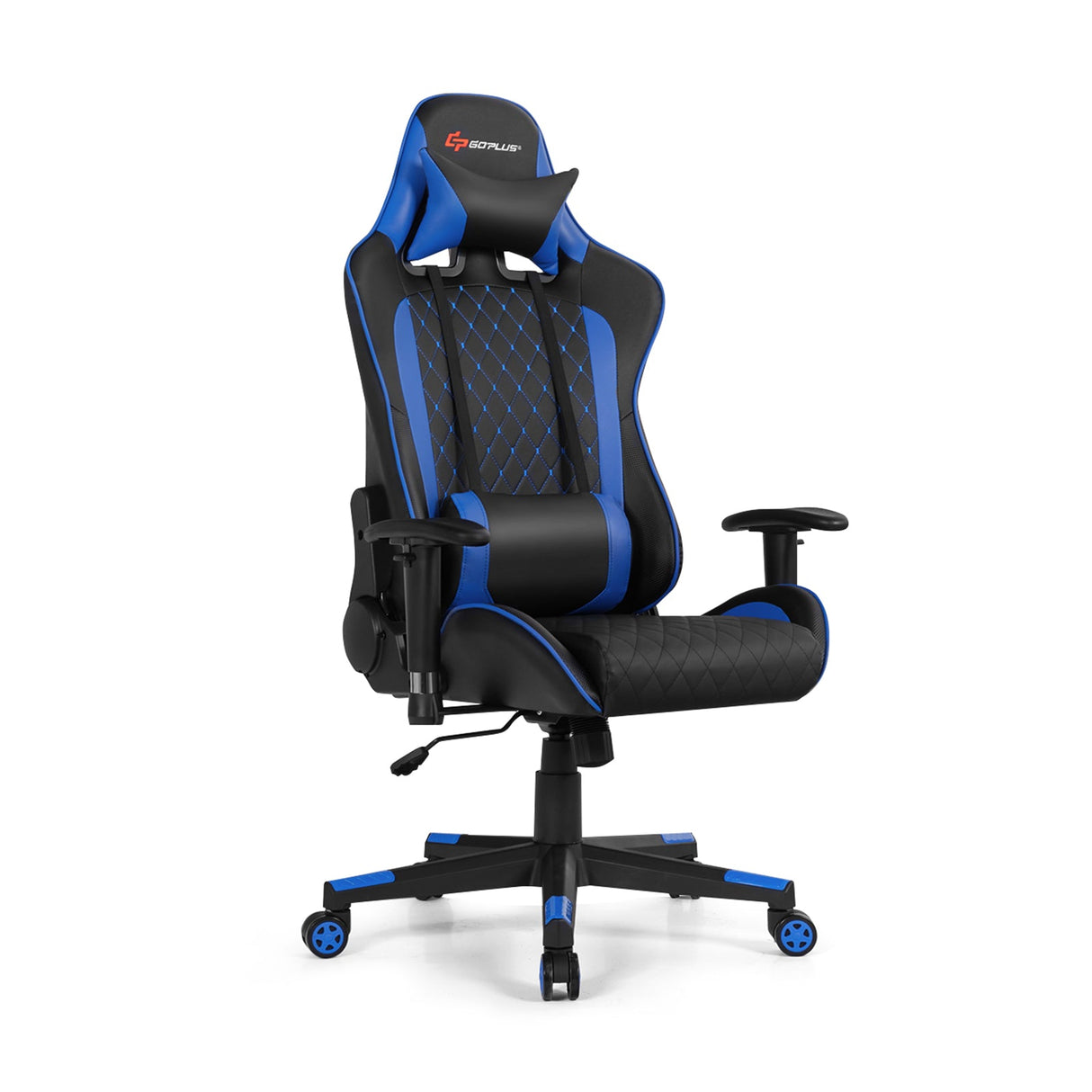 Silla de juego con masaje, soporte lumbar y reposacabezas