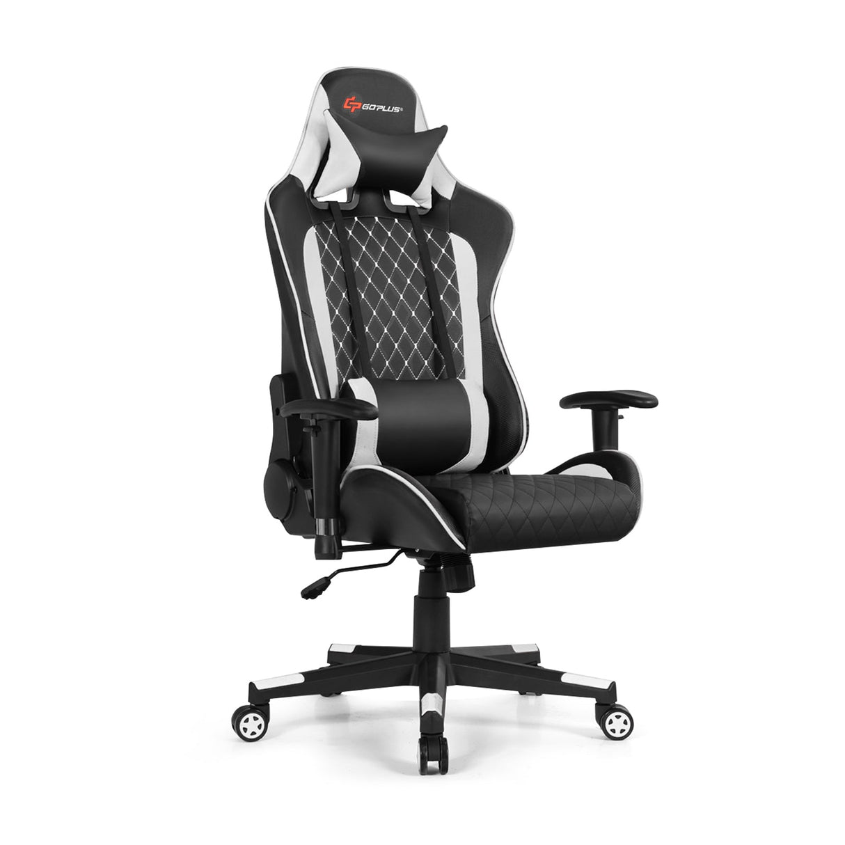 Silla de juego con masaje, soporte lumbar y reposacabezas