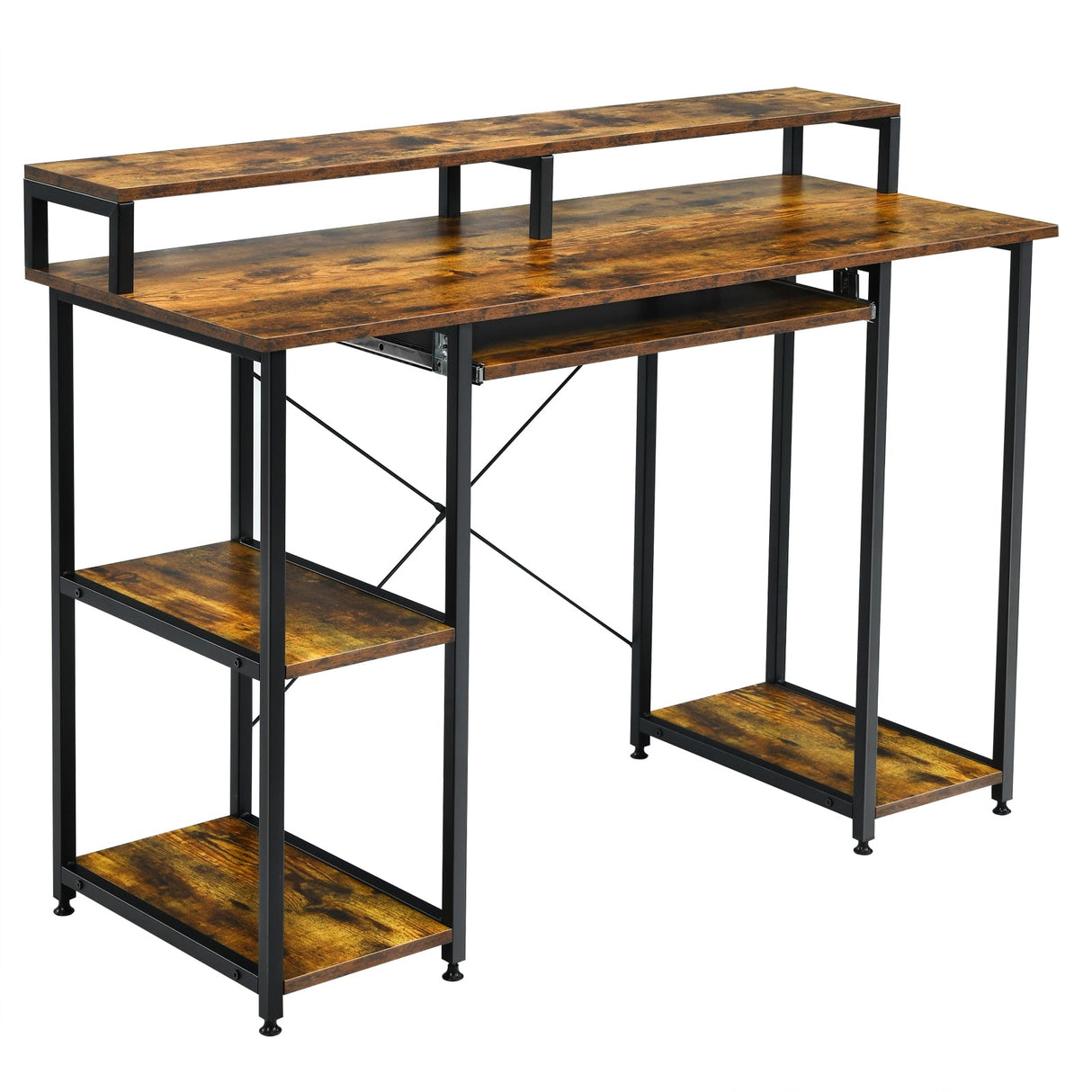 Escritorio para computadora de 47 pulgadas, mesa de estudio con bandeja para teclado y soporte para monitor
