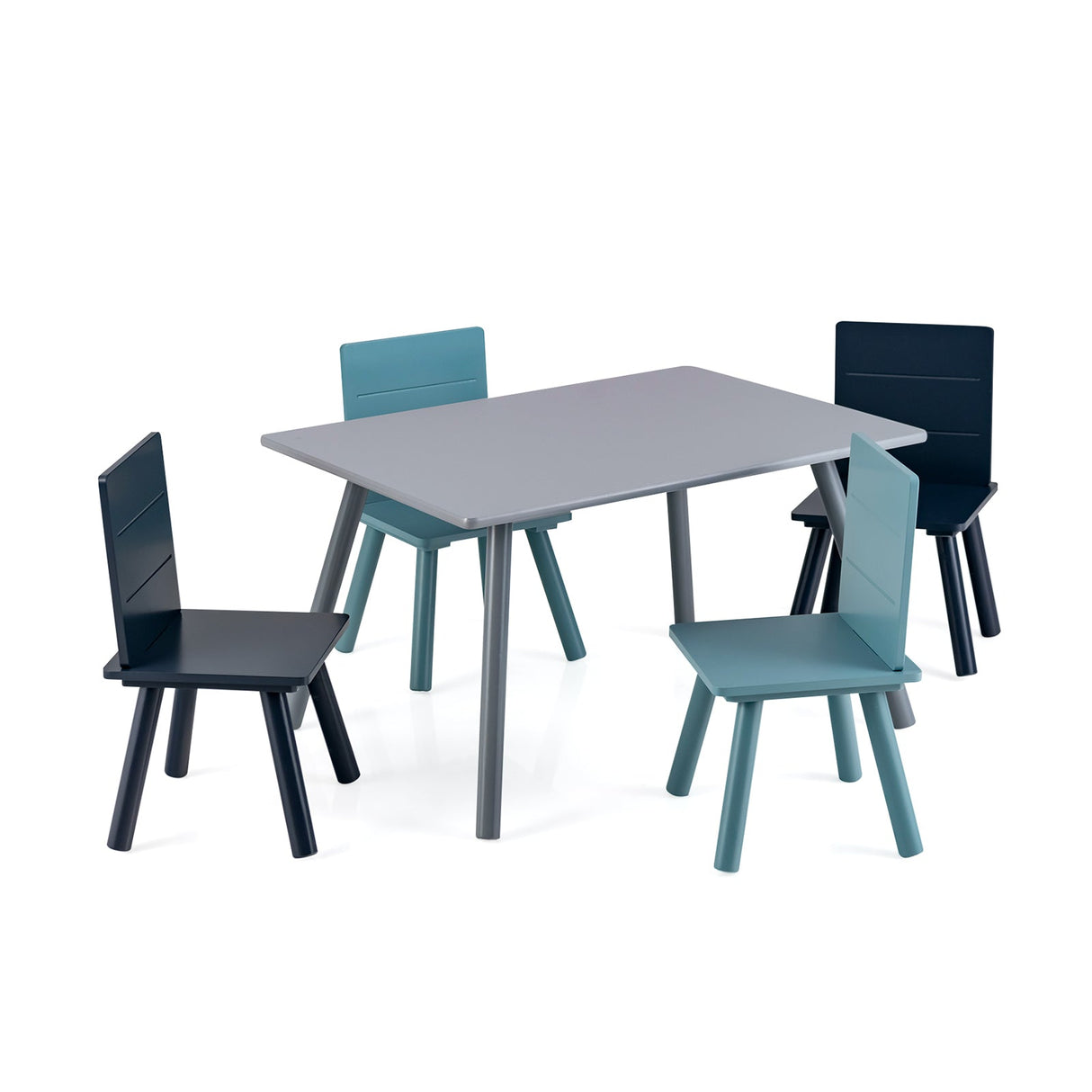 Set de Muebles de Actividad de Madera de 5 Piezas para Niños con Bloques de Construcción - Azul