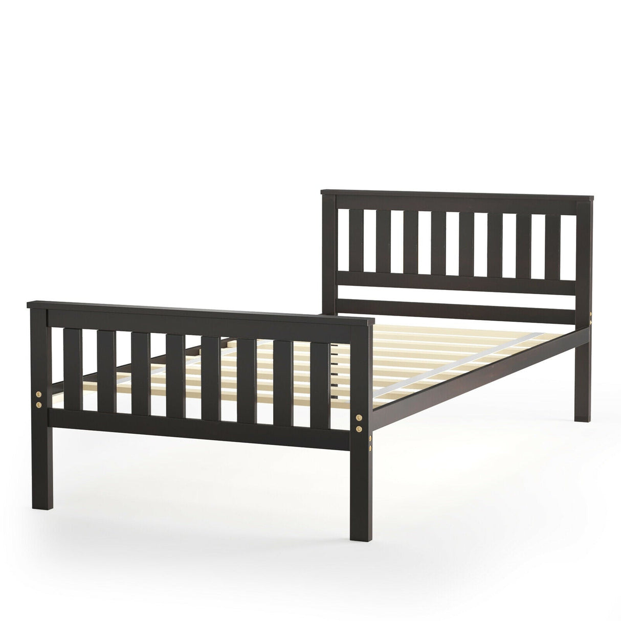 Base de cama individual de madera con cabecero