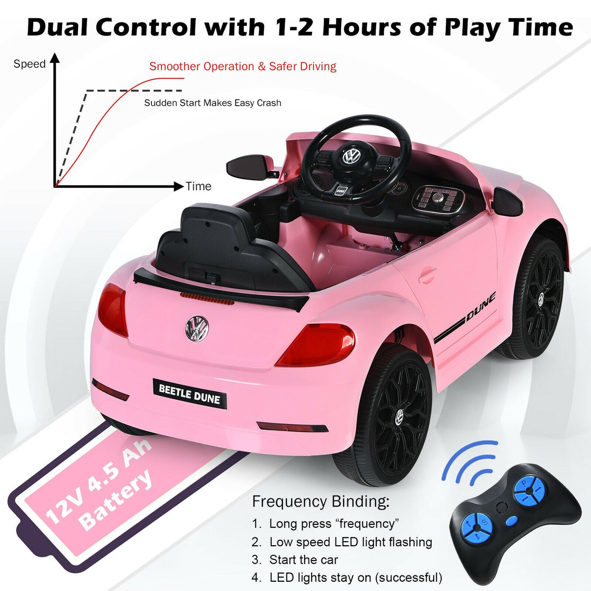 Coche eléctrico infantil Volkswagen Beetle con control remoto