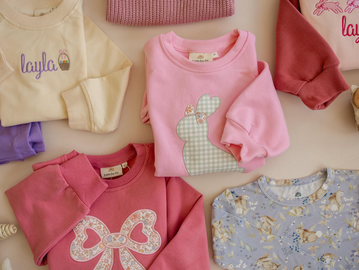 Sudadera con cuello redondo y aplique de conejito - Bebé Niña Niños - Traje de Pascua