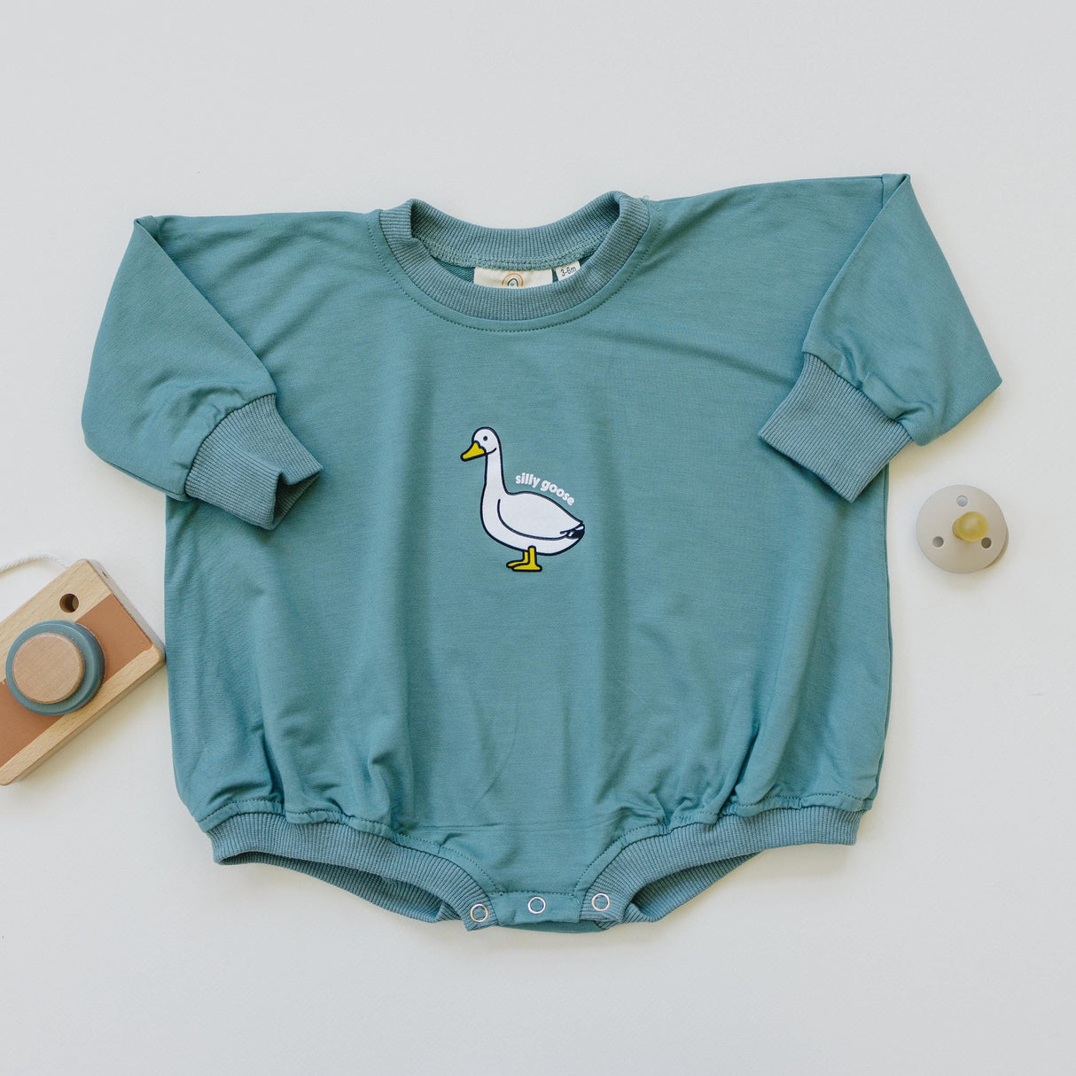Pelele de Bambú de Ganso Tonto para Bebé - Turquesa o Azul - Bebé Infante Niño Pequeño