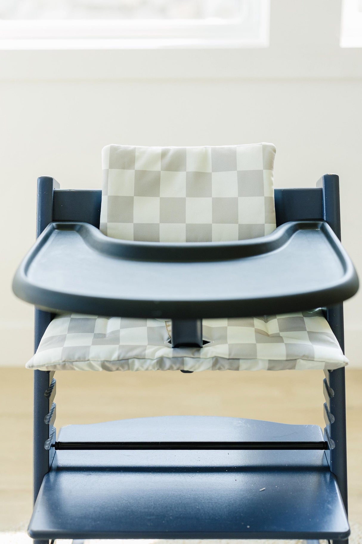 Cojín para trona Stokke Tripp Trapp lavable: Funda de cuadros neutros