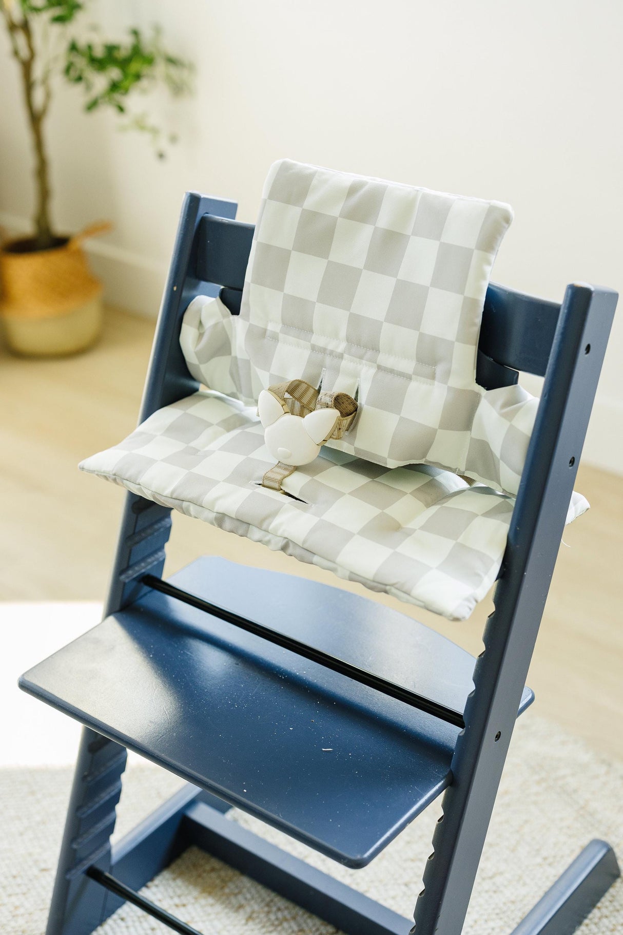 Cojín para trona Stokke Tripp Trapp lavable: Funda de cuadros neutros