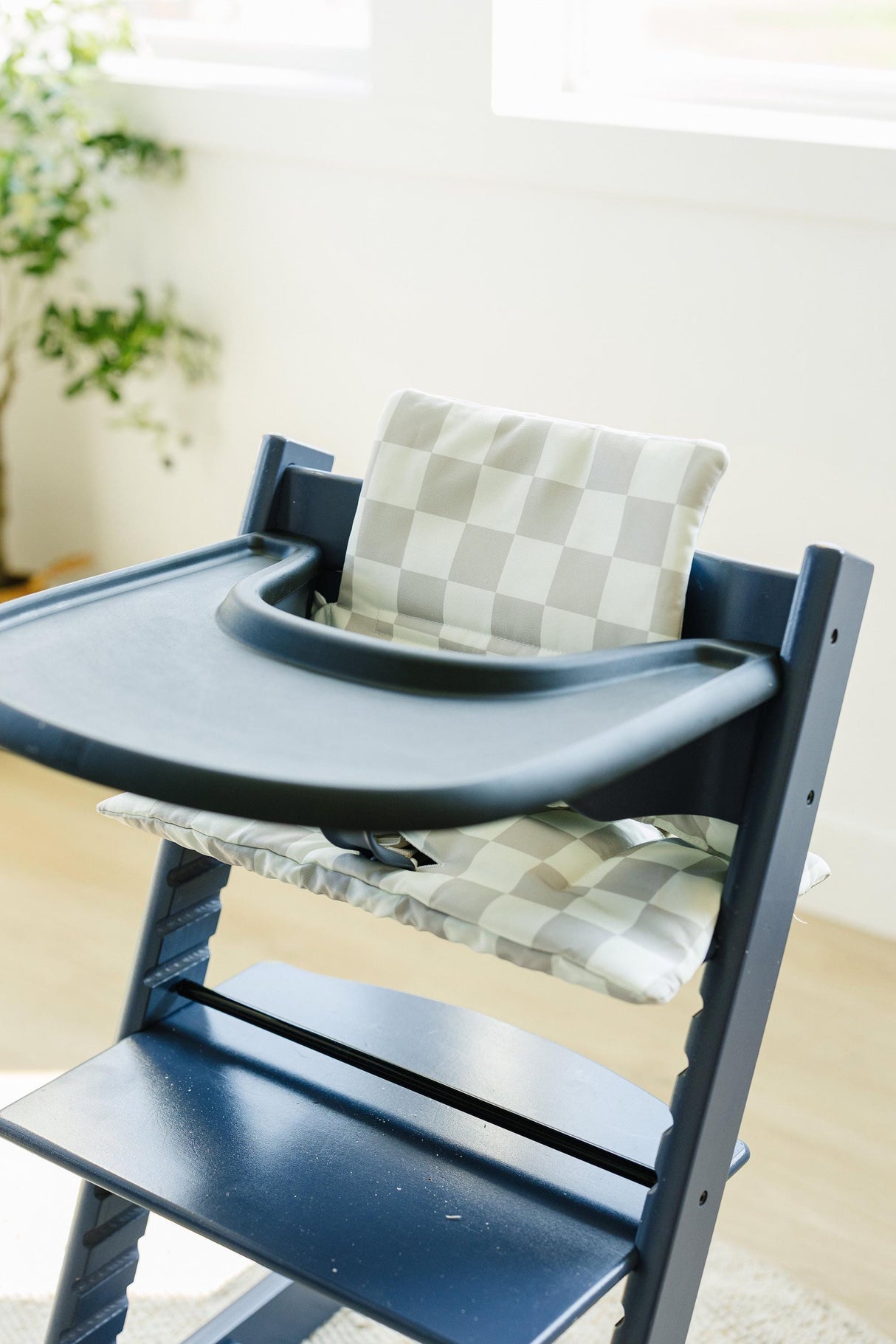 Cojín para trona Stokke Tripp Trapp lavable: Funda de cuadros neutros