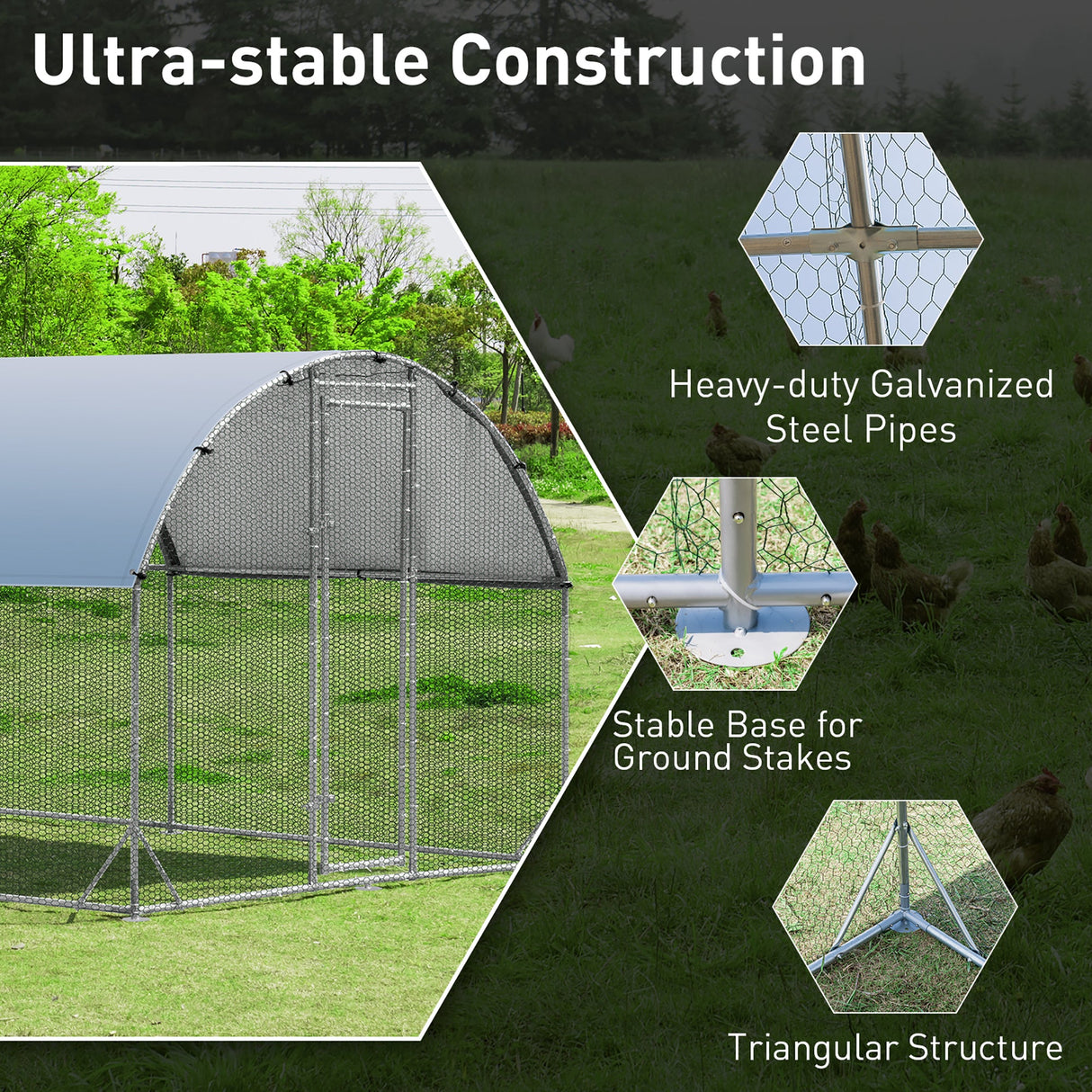 Large Metal Chicken Coop with Cover