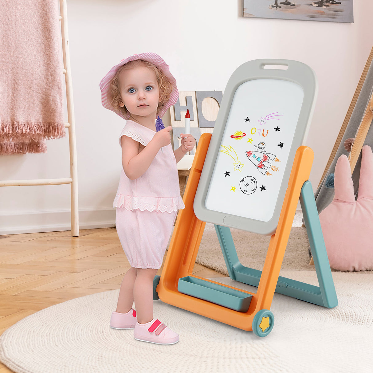 Set de caballete de arte ajustable en altura para niños con silla