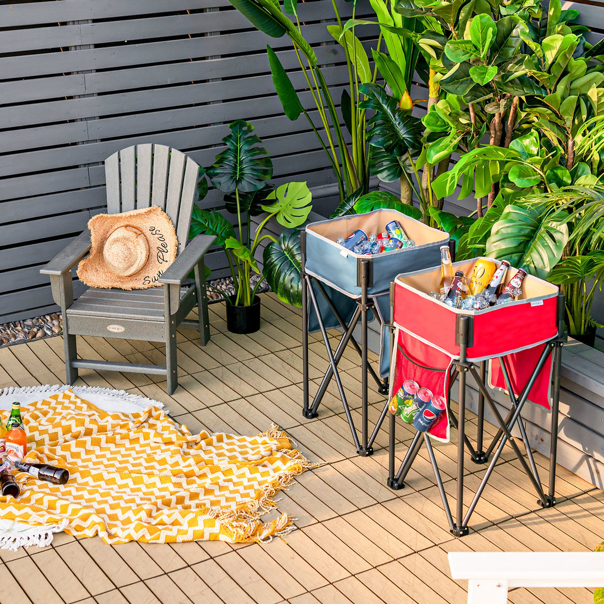 2 Mesas de Camping Plegables con Fregadero de Almacenamiento de Gran Capacidad para Picnic