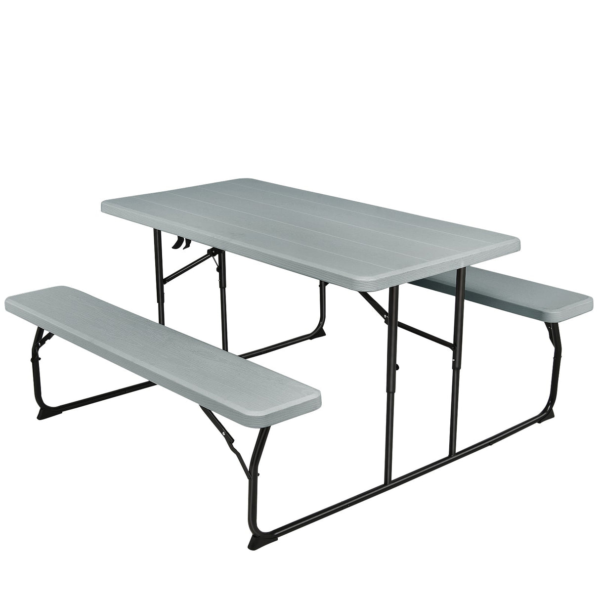 Indoor and Outdoor Folding Picnic Table Bench Set with Wood-like Texture