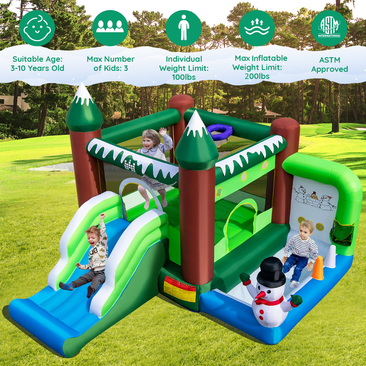 Castillo hinchable de Navidad con soplador de 735 W