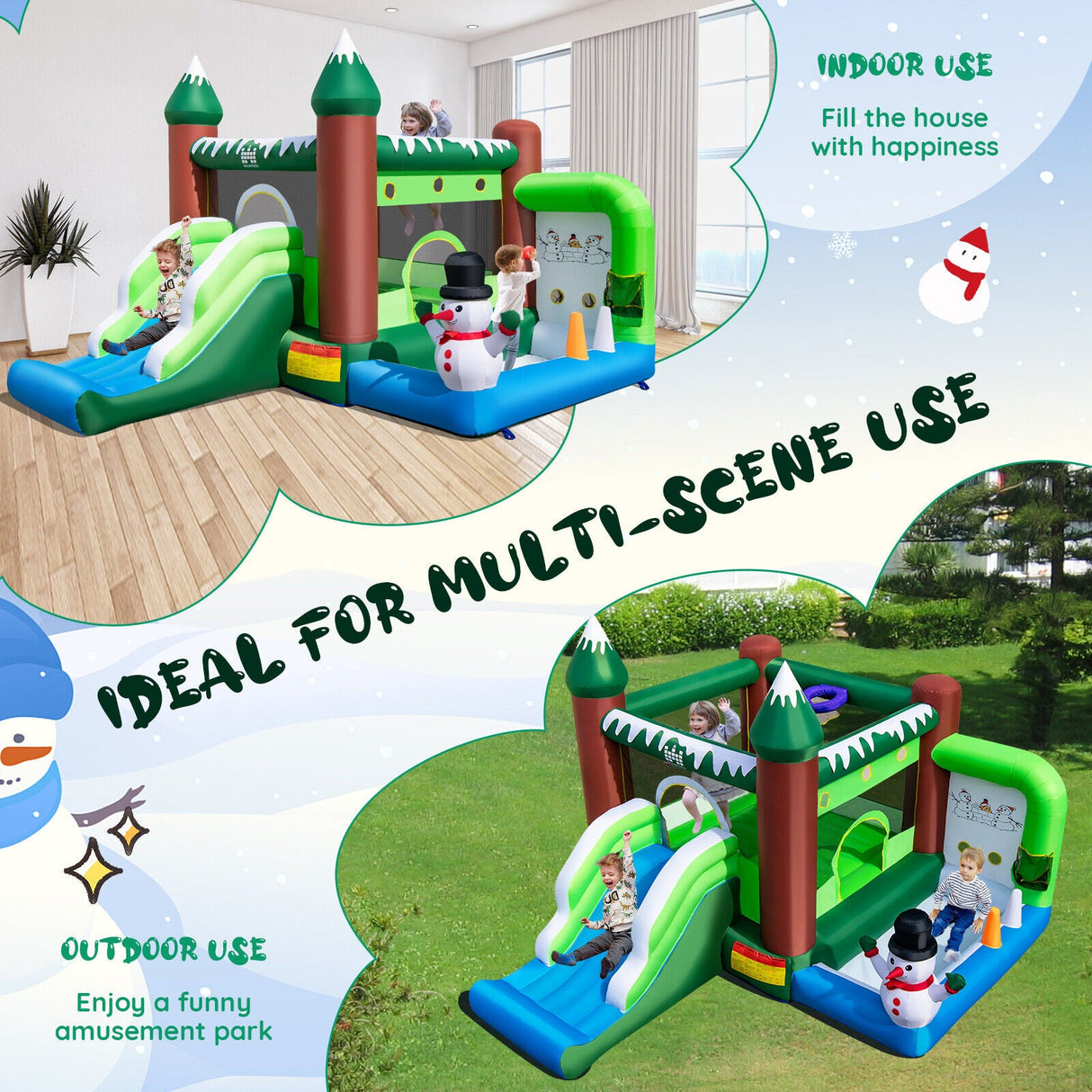Castillo hinchable de Navidad con soplador de 735 W