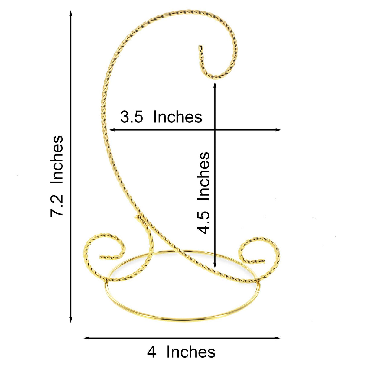 Twisted Wire Gold Metal Ornament Stand Display 7.2 Inches (Taiwan)