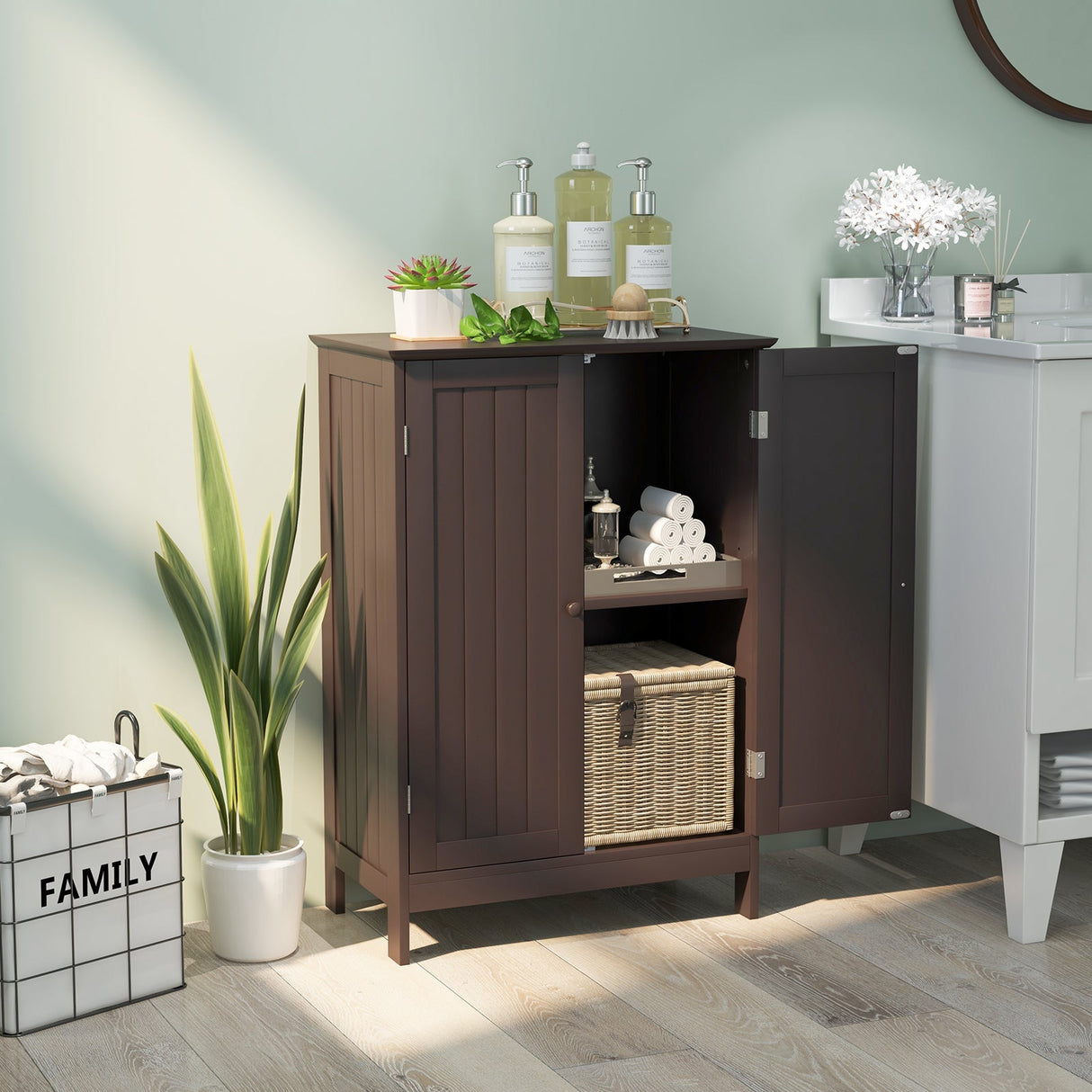 Mueble Armario de Doble Puerta para Suelo de Baño