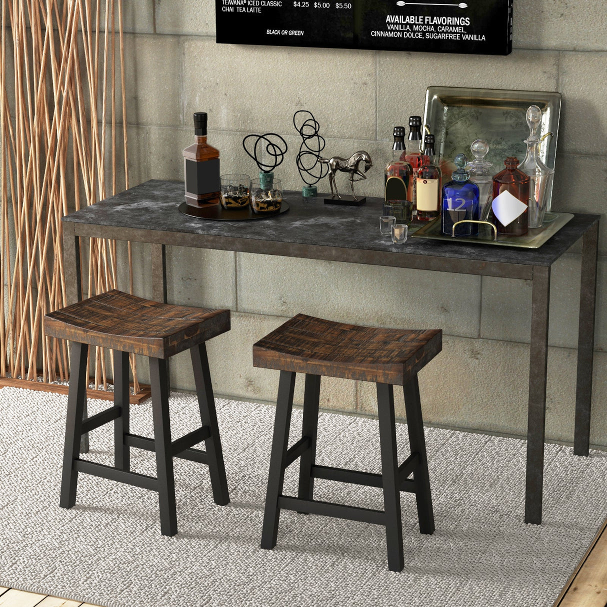 24 Inch Solid Wood Saddle-Seat with Curved Seat Surface and Comfortable Footrests