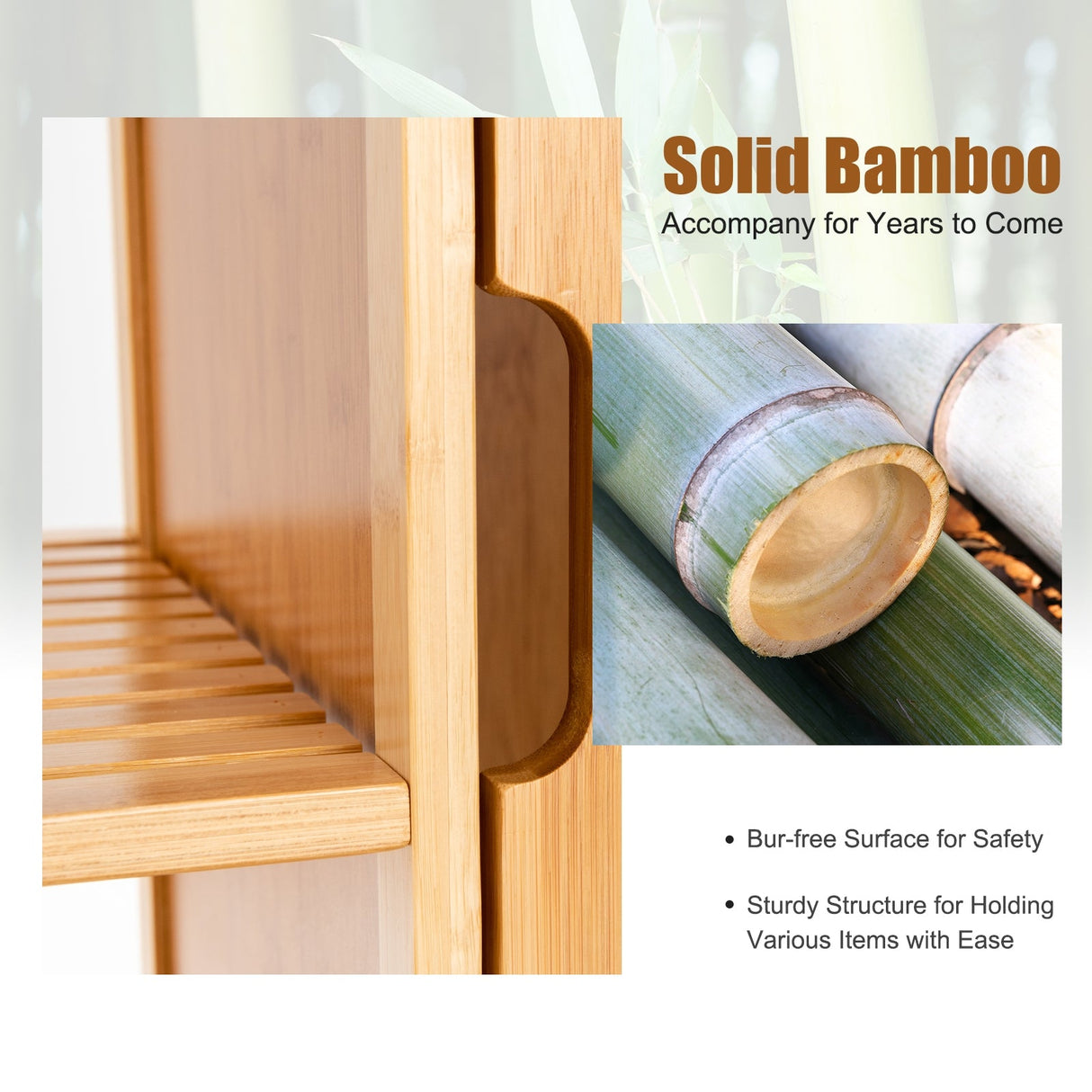 Armario de baño de bambú con una sola puerta-Natural