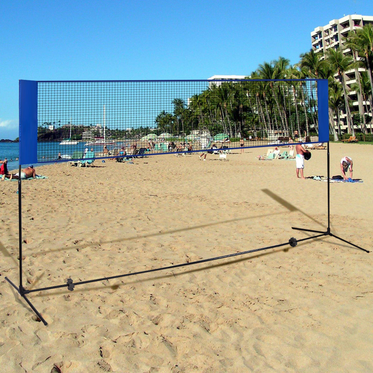 Red de Entrenamiento de Bádminton de Playa Portátil de 10 x 5 Pies con Bolsa de Transporte