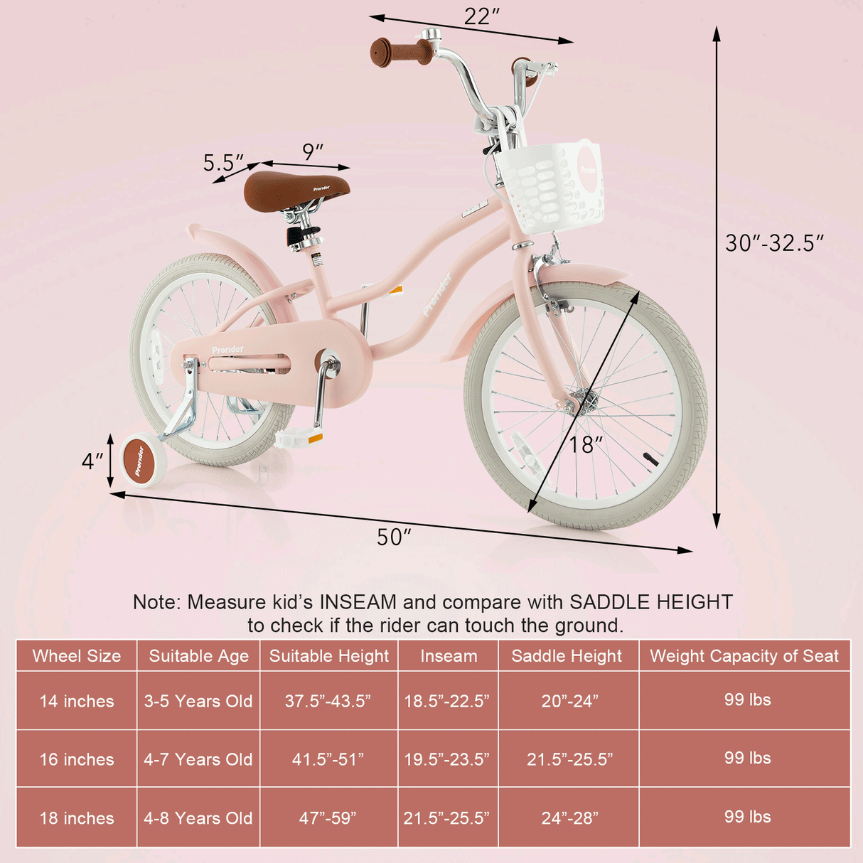 Bicicleta para niños con freno de mano delantero y freno contrapedal trasero - Rosa