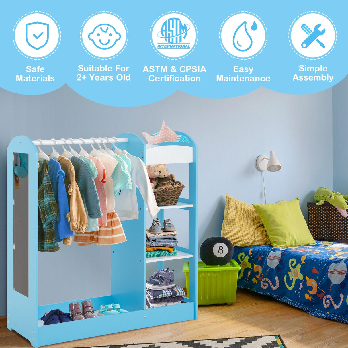 Almacenamiento de Disfraces para Niños con Espejo