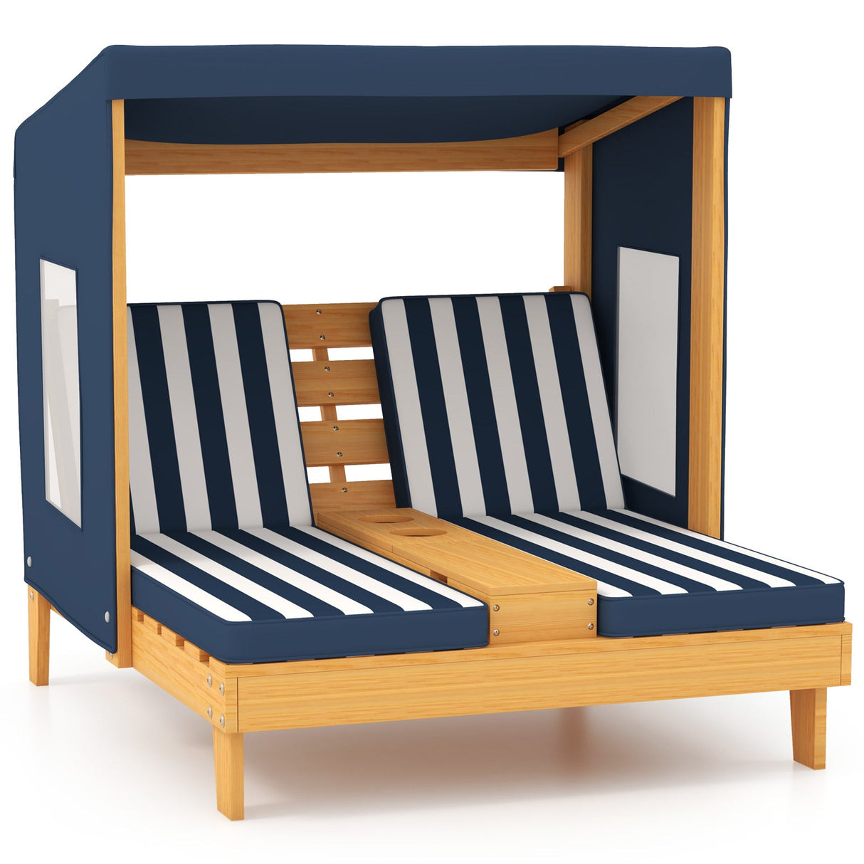 Sillón reclinable para patio para niños con portavasos y toldo