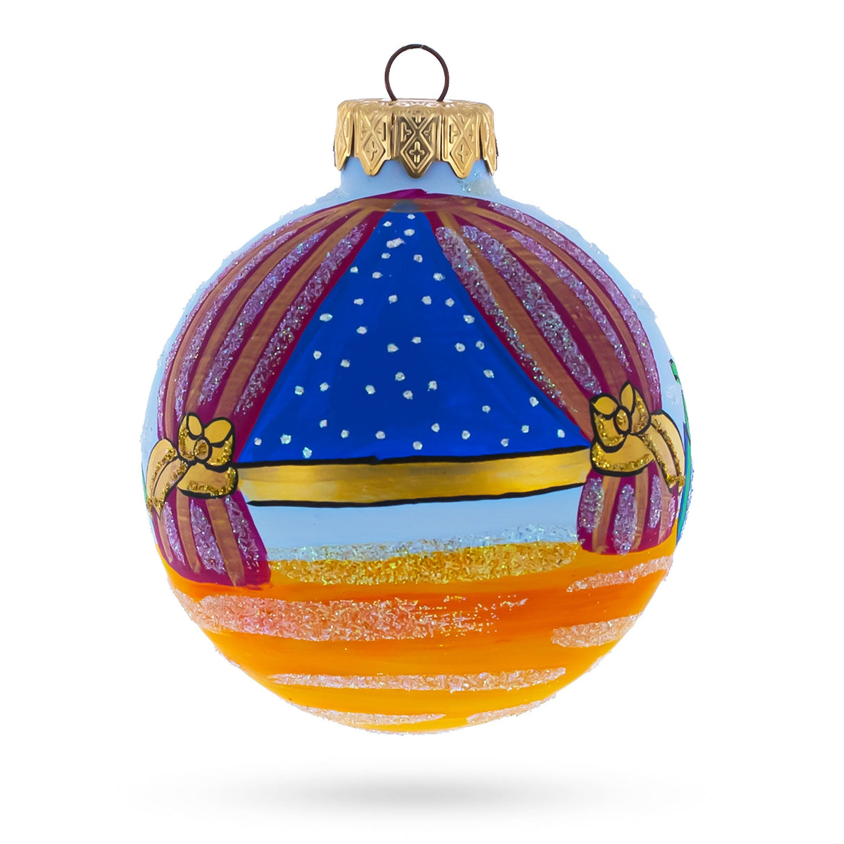 Nutcracker and Clara Glass Ball Christmas Ornament 3.25 Inches