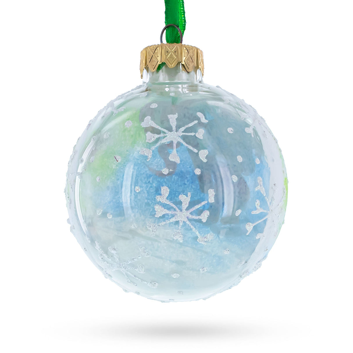 Girl with Candy Cane Glass Ball Christmas Ornament 3.25 Inches