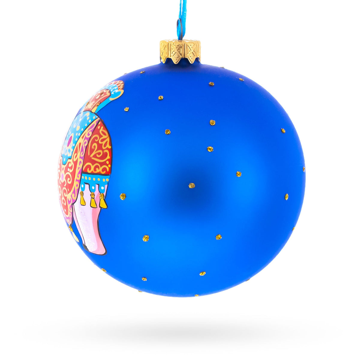 Circus Elephant Performer on Dazzling Glass Ball Christmas Ornament 4 Inches
