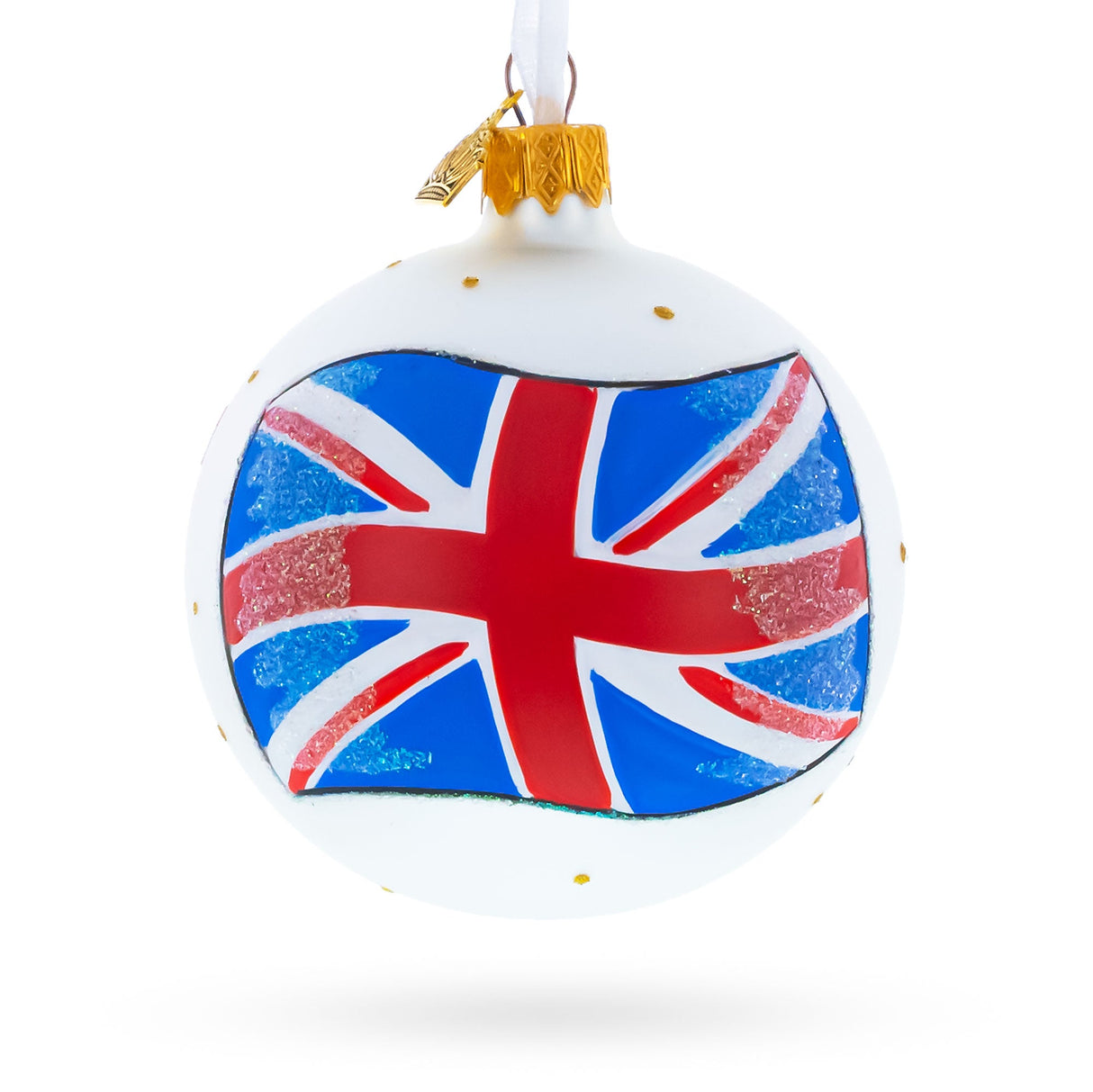 Flag of United Kingdom Glass Ball Christmas Ornament 3.25 Inches