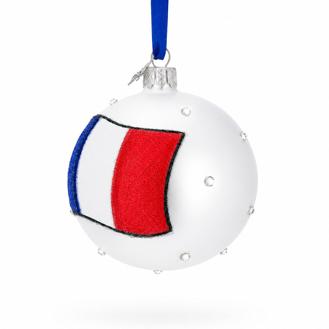 Flag of France Glass Ball Christmas Ornament 3.25 Inches