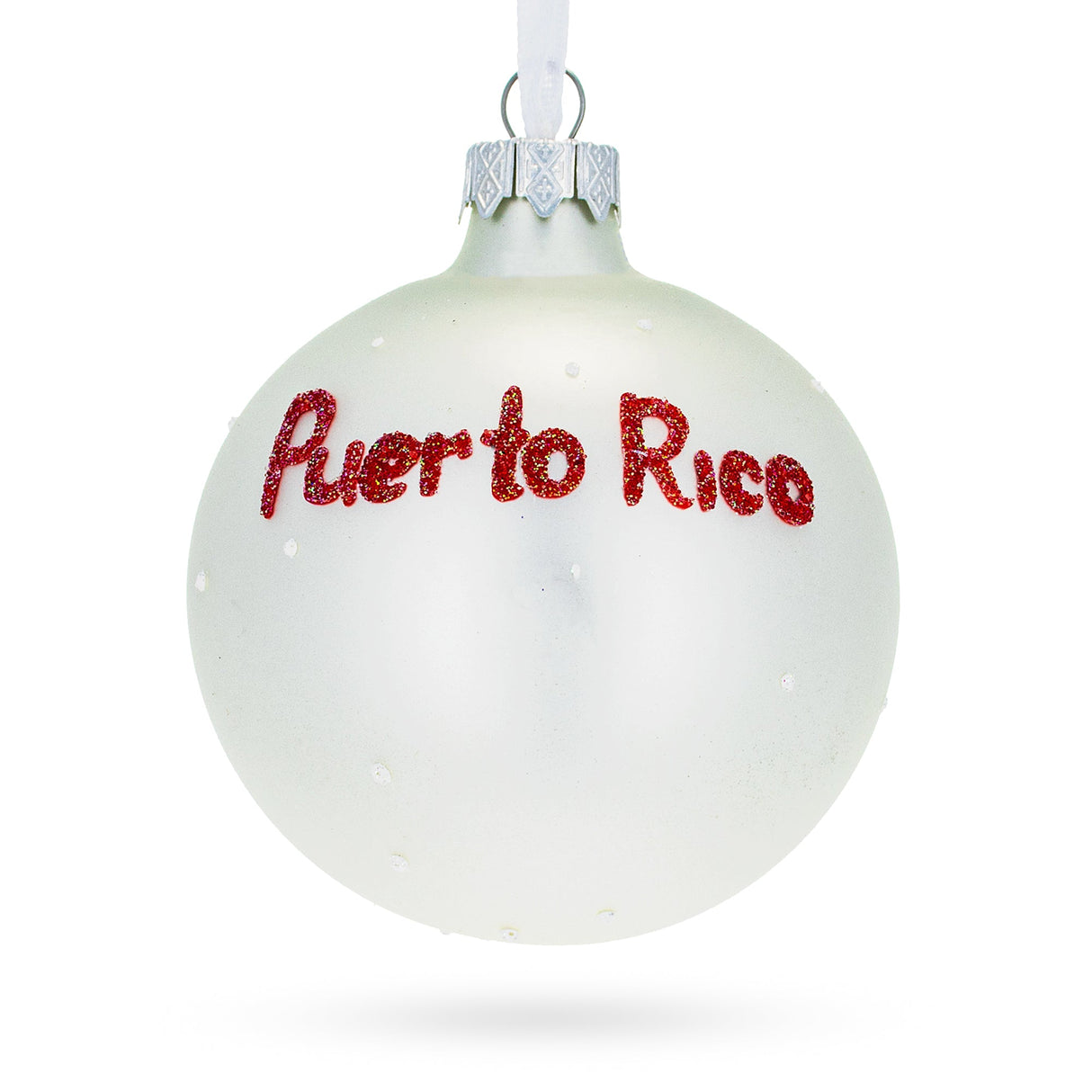 Flag of Puerto Rico Glass Ball Christmas Ornament 3.25 Inches