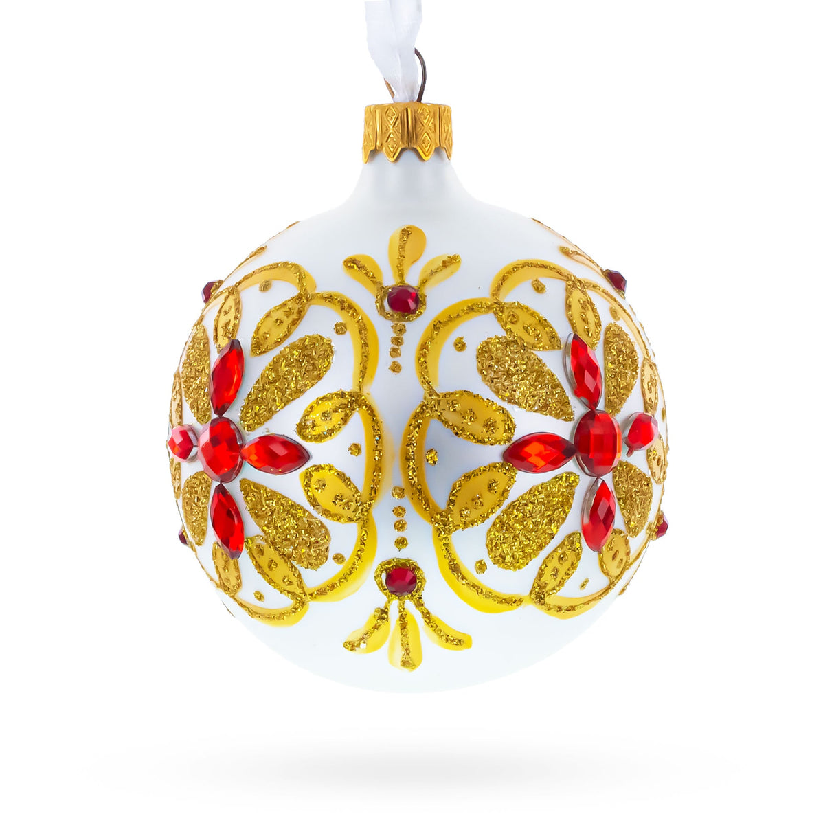 Bejeweled Star Handcrafted Glass Ball Christmas Ornament 3.25 Inches