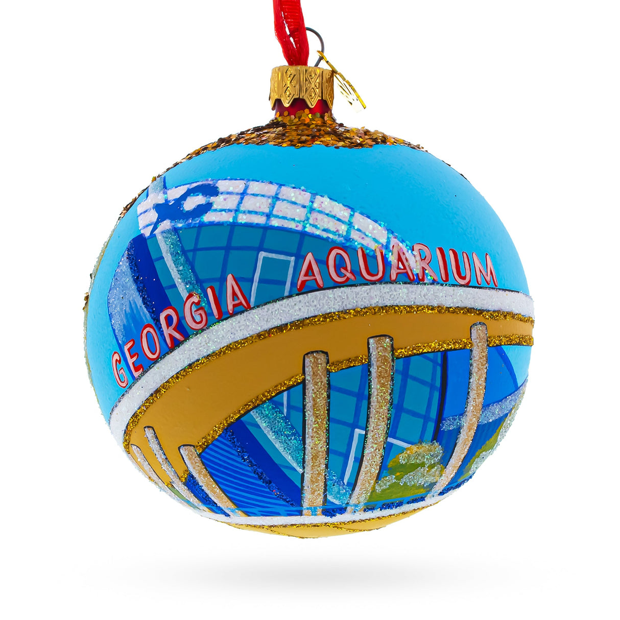Georgia Aquarium, Atlanta, Georgia Glass Ball Christmas Ornament 4 Inches